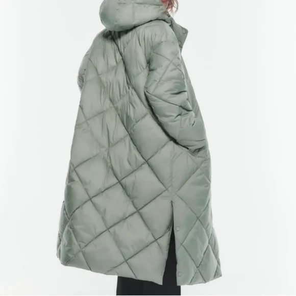 ZARA MINT GREEN PUFFER COAT - Picture 4 of 4